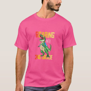 Roaring Into 2nd Grade Rex Dinosaur Back To School T-Shirt