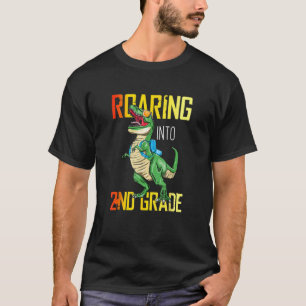 Roaring Into 2nd Grade Rex Dinosaur Back To School T-Shirt