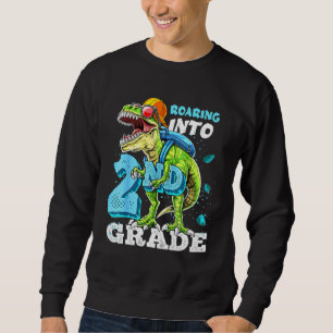 Roaring Into 2nd Grade T Rex Boys Sweatshirt