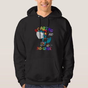 Roaring Into 2nd Second Grade Dinosaur Face Mask B Hoodie