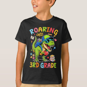 Roaring Into 3rd Grade Back To School Boys T-Rex D T-Shirt