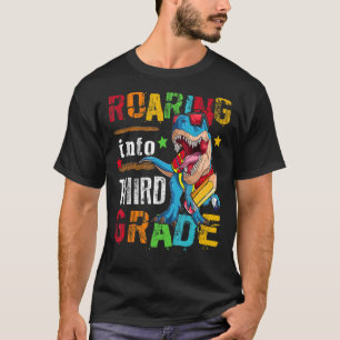 Roaring Into 3rd Grade Dinosaur Boys Kids Back To T-Shirt