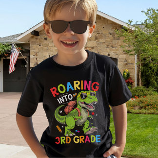 Roaring into 3rd Grade Dinosaur – Fun Back School T-Shirt