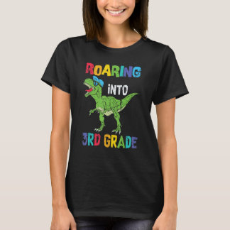 Roaring Into 3rd Grade Dinosaur Vintage Boys Back  T-Shirt