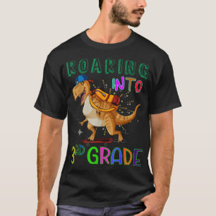 Roaring into 3rd Grade Skating Dinosaur Back to Sc T-Shirt