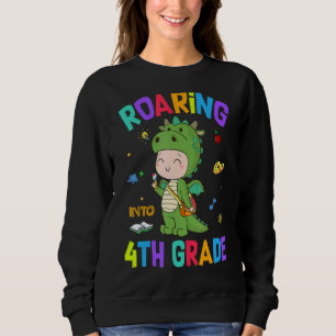 Roaring Into 4th Grade Dinosaur Back To School Sweatshirt
