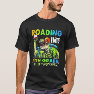 Roaring Into 4Th Grade Dinosaur Backpack Back To S T-Shirt