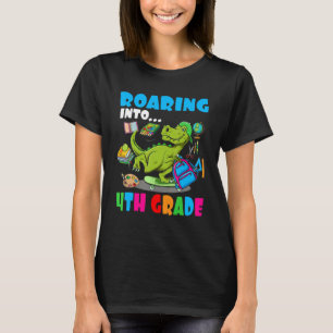 Roaring Into 4th Grade Dinosaur Kids Back To Schoo T-Shirt