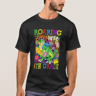 Roaring Into 4Th Grade Dinosaur T Rex Back To Scho T-Shirt