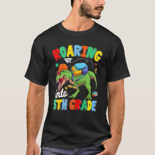 Roaring Into 5th Grade Dinosaur Boys Back To Scho T-Shirt