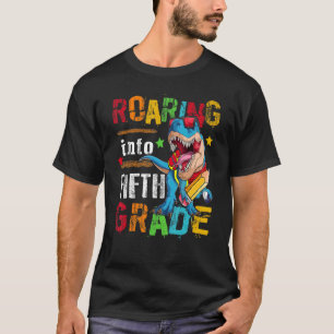 Roaring Into 5th Grade Dinosaur Boys Kids Back To T-Shirt