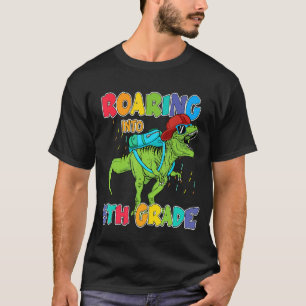 Roaring Into 5th Grade School Rex Dinosaur Back To T-Shirt