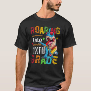 Roaring Into 6th Grade Dinosaur Boys Kids Back To T-Shirt