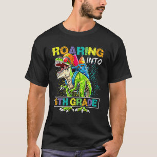 Roaring Into 6th Grade Dinosaur Rex Back To School T-Shirt