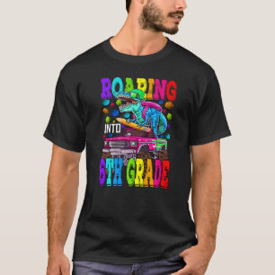 Roaring Into 6th Grade Monster Truck Dinosaur Boys T-Shirt