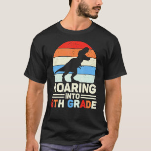 Roaring Into 8th Grade Dinosaur Graphics Tudents T-Shirt