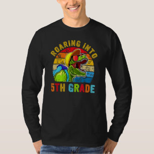 Roaring Into Fifth Grade Rex Happy 5th Day Of Scho T-Shirt