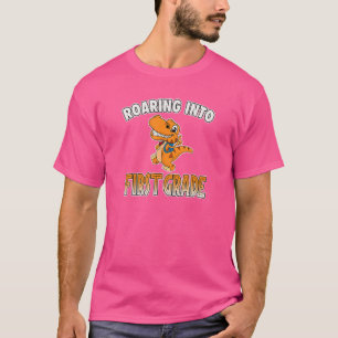 Roaring Into First Grade Rex Dinosaur Back To Scho T-Shirt