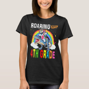 Roaring Into Fourth Grade Unicorn Dabbing Riding D T-Shirt