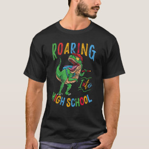 Roaring Into High School Dinosaur Back To School V T-Shirt