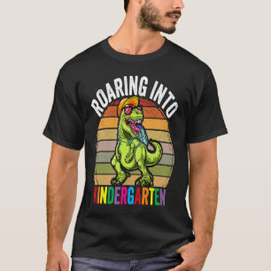 Roaring Into Kindergarten Dinosaur Apparel Back To T-Shirt