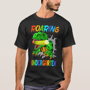 Roaring Into Kindergarten Dinosaur Rex Back To Sch T-Shirt