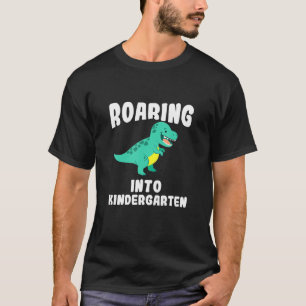 Roaring Into Kindergarten Dinosaur T-Rex Boy Back T-Shirt