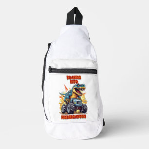 Roaring Into Kindergarten T Rex And Monster Truck Sling Bag