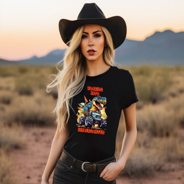 Roaring Into Kindergarten T Rex And Monster Truck T-Shirt (Creator Uploaded)