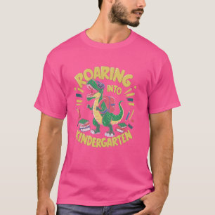 Roaring into Kindergarten T Rex Dinosaur Back to S T-Shirt