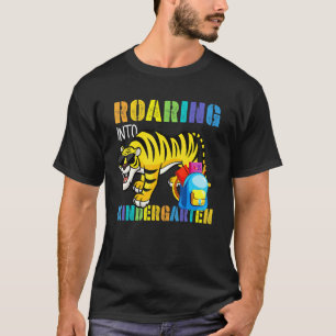 Roaring Into Kindergarten Tiger Back To School Fro T-Shirt