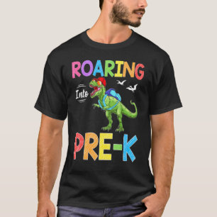 Roaring Into Pre K Dinosaur Student PreSchool Back T-Shirt