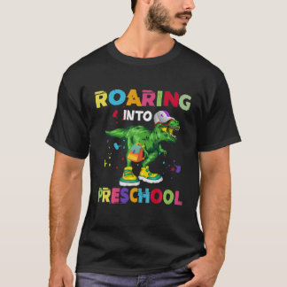Roaring Into Pre-K School Dinosaur Back To School T-Shirt