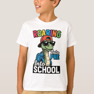 Roaring Into Pre-School Dinosaur Back To School T-Shirt