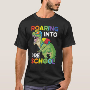 Roaring Into Preschool Back To School Dinosaur Kid T-Shirt