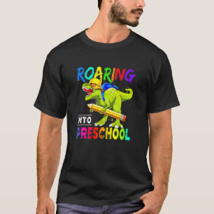 Roaring Into Preschool Dinosaur Back To School T-Shirt