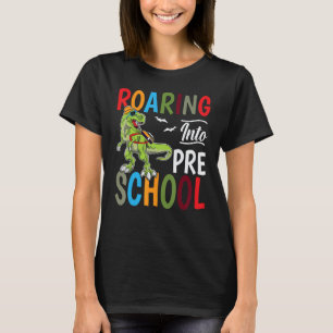 Roaring Into Preschool Dinosaur Back To School T-Shirt