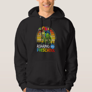 Roaring Into Preschool Dinosaur Teacher Pre K Back Hoodie