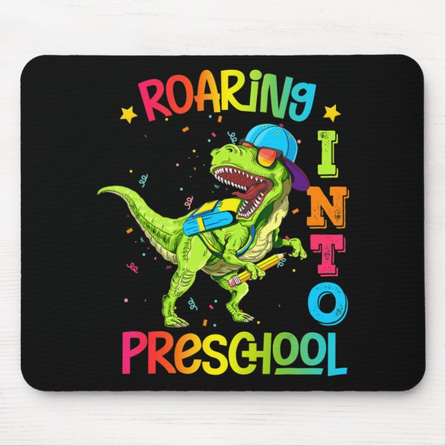 Roaring Into Preschool Dinosaur Teacher Pre K Back Mouse Mat (Front)