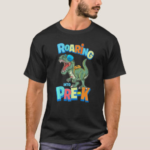 Roaring Into Preschool Dinosaur Teacher Pre K Back T-Shirt