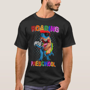 Roaring Into Preschool Dinosaur Teacher Pre K Back T-Shirt