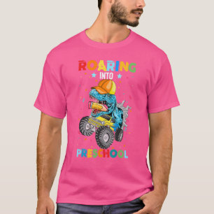 Roaring Into Preschool Dinosaur Teacher Pre K Back T-Shirt