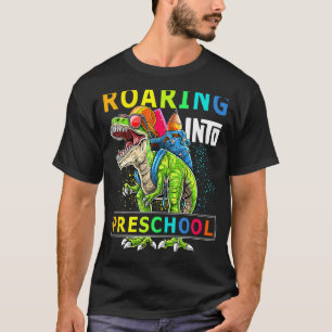 Roaring Into Preschool Dinosaur Teacher Pre K Back T-Shirt