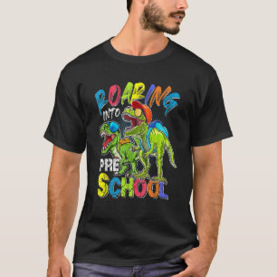 Roaring Into Preschool Dinosaur Teacher Pre K Back T-Shirt