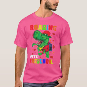 Roaring Into Preschool Dinosaur Teacher Pre K Back T-Shirt