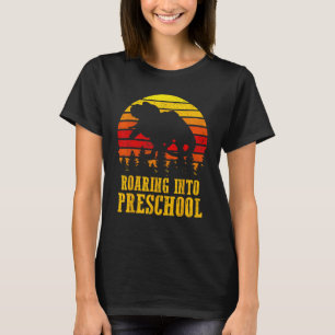 Roaring Into Preschool Dinosaur Teacher Pre K Back T-Shirt