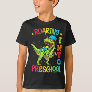 Roaring Into Preschool Dinosaur Teacher Pre K Back T-Shirt