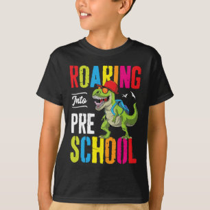 Roaring Into Preschool Dinosaur Teacher Pre K Ck T T-Shirt