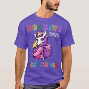 Roaring Into Preschool Unicorn Back to School Girl T-Shirt