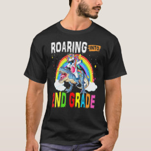 Roaring Into Second Grade Unicorn Dabbing Riding D T-Shirt